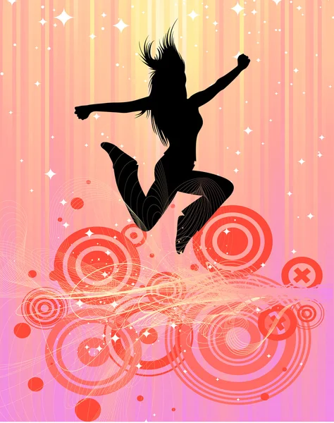 Springende vrouw. retro-stijl ontwerp — Stockvector