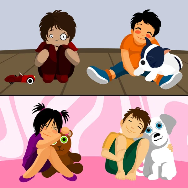 Animaux avec enfants — Image vectorielle