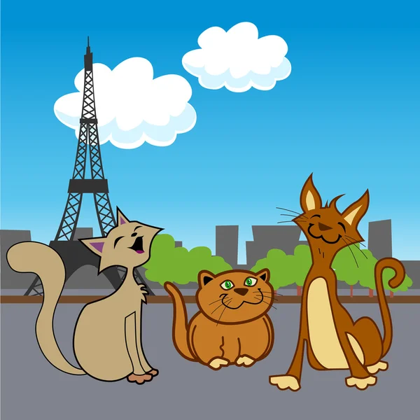 Cartoni animati animali a Parigi — Vettoriale Stock
