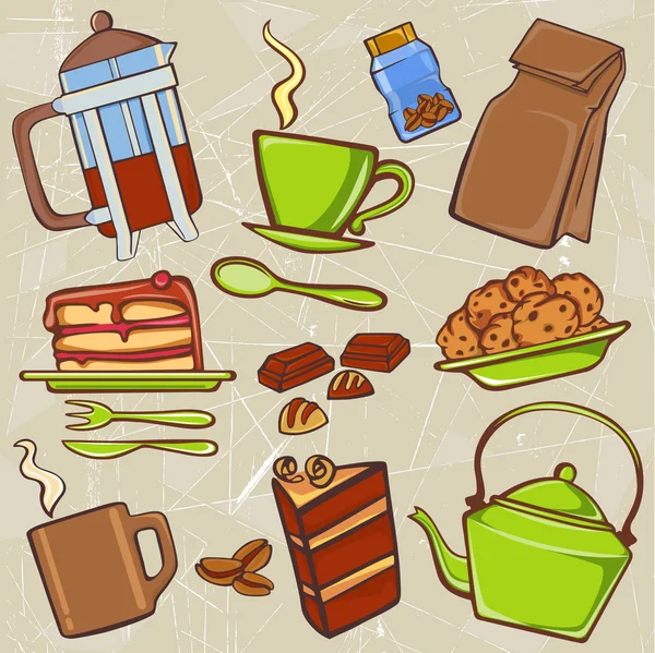 Iconos de bebidas y alimentos — Archivo Imágenes Vectoriales