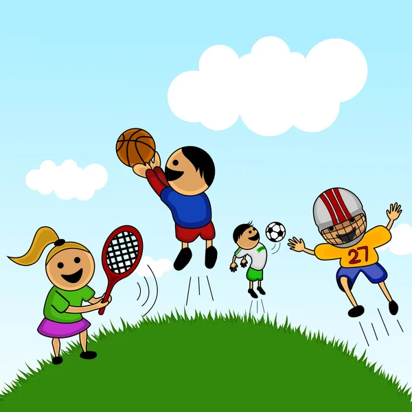 Cartoon Kids playing — Stockový vektor