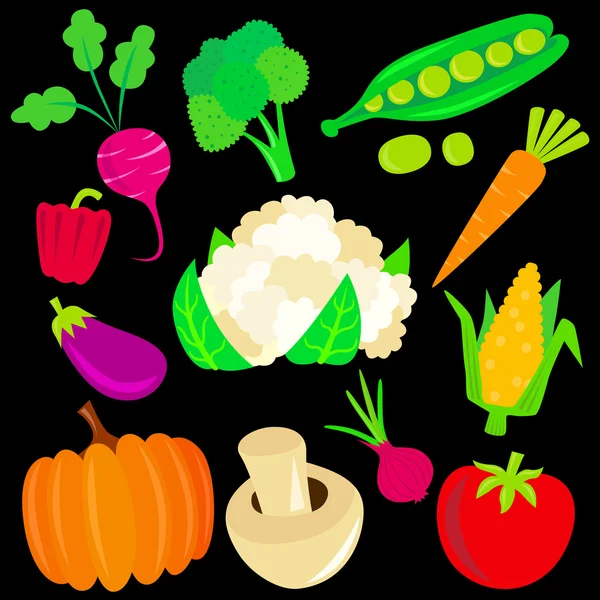 Juego de verduras — Vector de stock