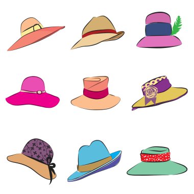 Women hats set clipart