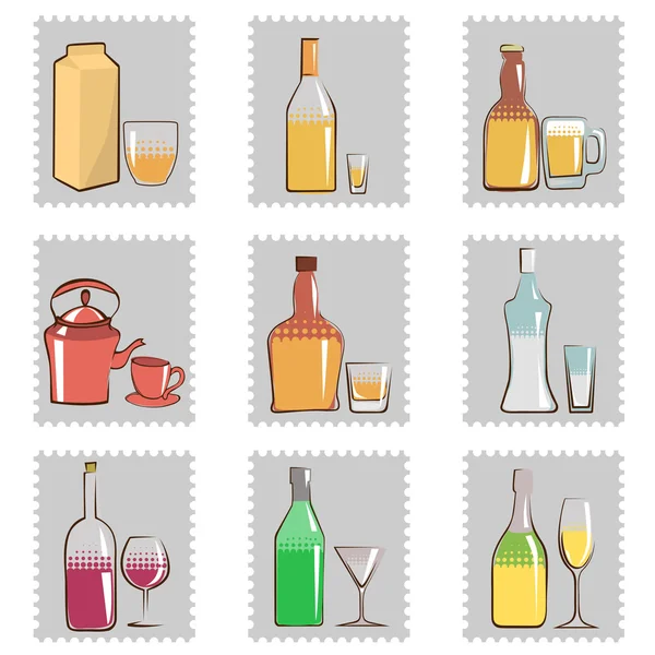 Alcohol bottle and glass — Stock Vector