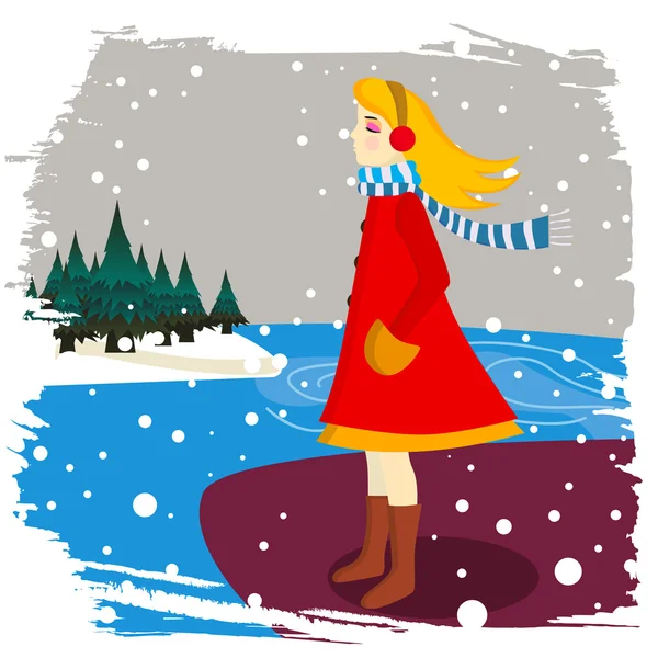 Зимова дівчина — стоковий вектор