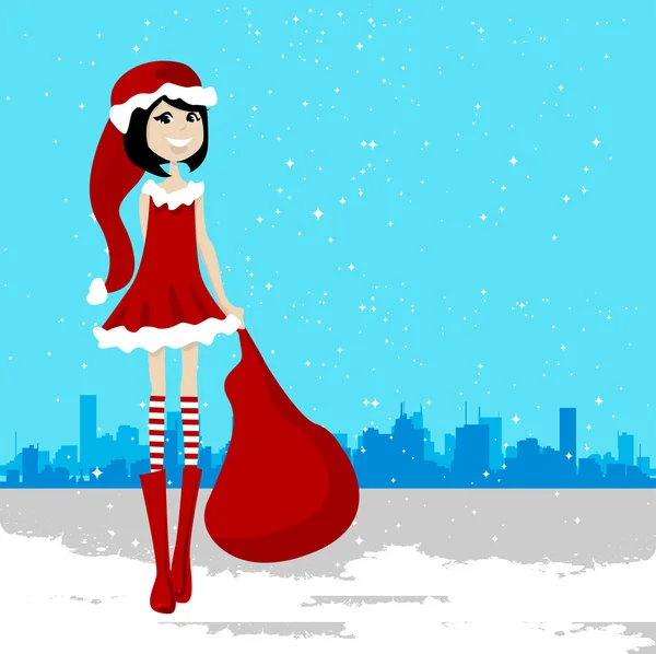 Santa girl pozadí — Stockový vektor