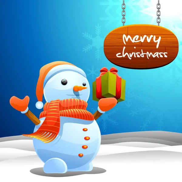 Snowman e sinal de Natal — Vetor de Stock