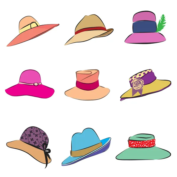 Mulheres chapéus conjunto Vetores De Bancos De Imagens