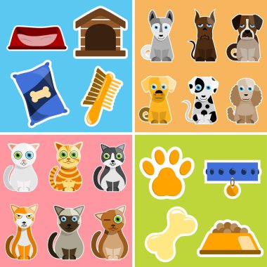 Pet animals and objects clipart
