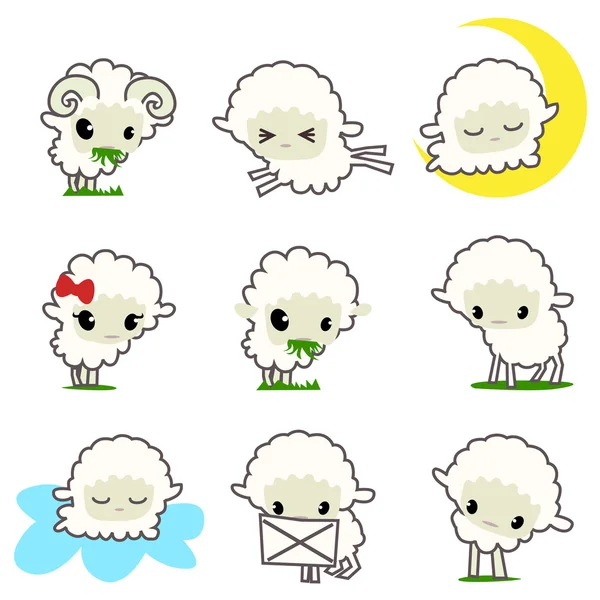 Set di pecore cartone animato — Vettoriale Stock