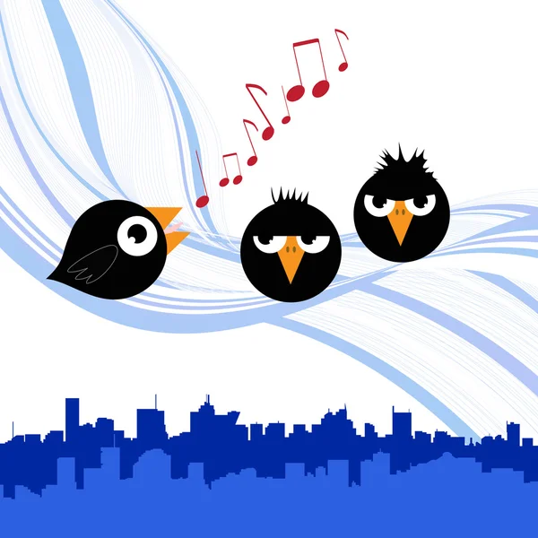 Cantando Pássaros — Vetor de Stock