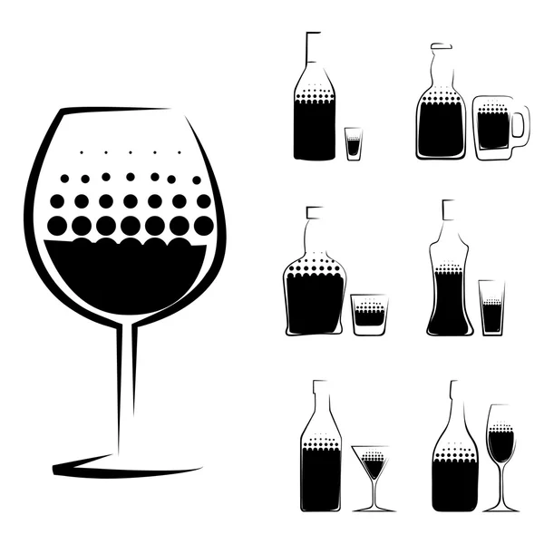 Alkohol sklenici a láhev — Stockový vektor