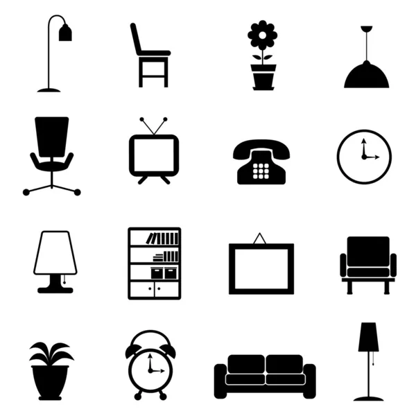Muebles icono conjunto — Archivo Imágenes Vectoriales