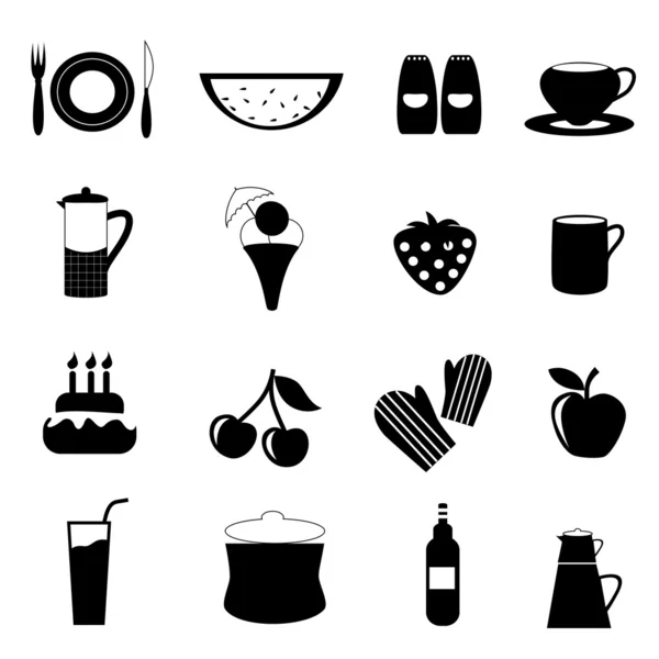 Ensemble icône boisson alimentaire — Image vectorielle