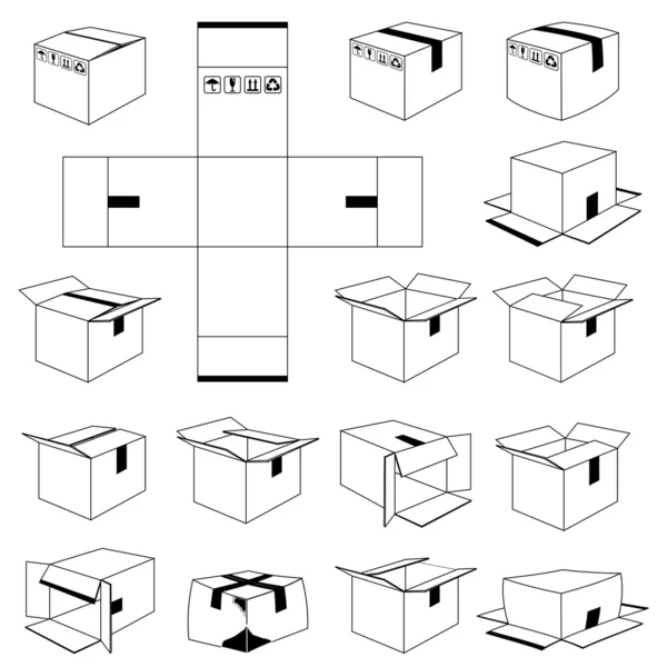 Conjunto de caixas de carga — Vetor de Stock