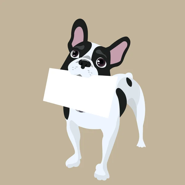 Hond met bericht papier — Stockvector