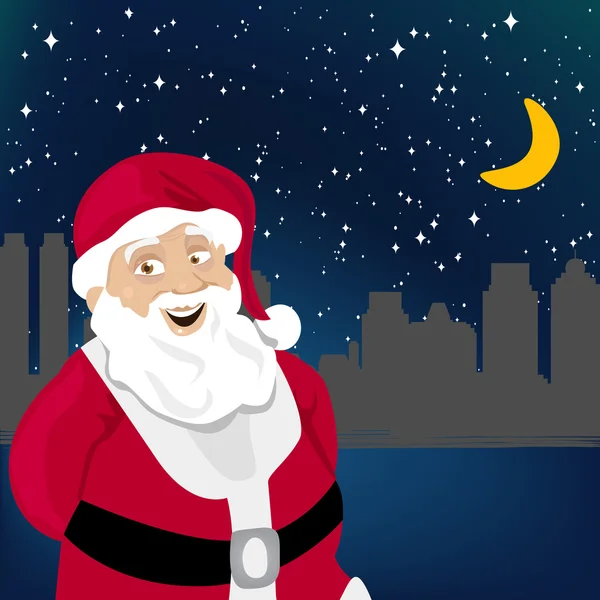 Noel Baba ile gece şehir — Stok Vektör
