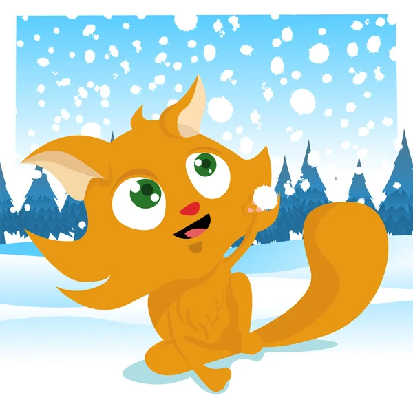 冬の猫 — ストックベクタ
