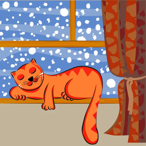 Милая спящая кошка Лицензионные Стоковые Иллюстрации
