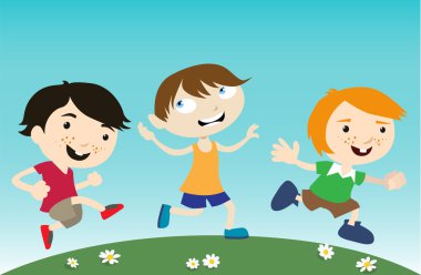 Kids running clipart