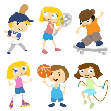 Sport kids set clipart