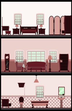 Vintage living room clipart