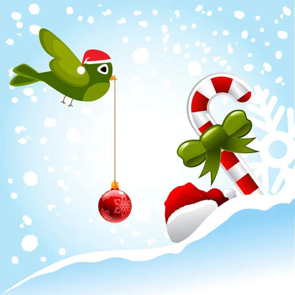 Oiseau et ornements de Noël — Image vectorielle