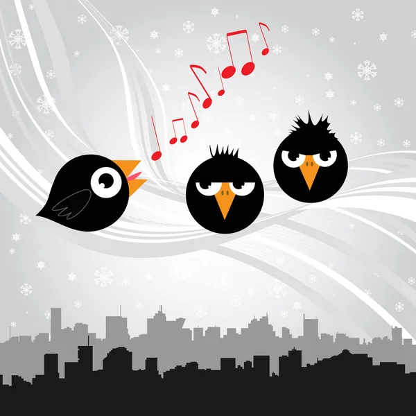 Ptaki śpiewające czarnej wersji — Wektor stockowy