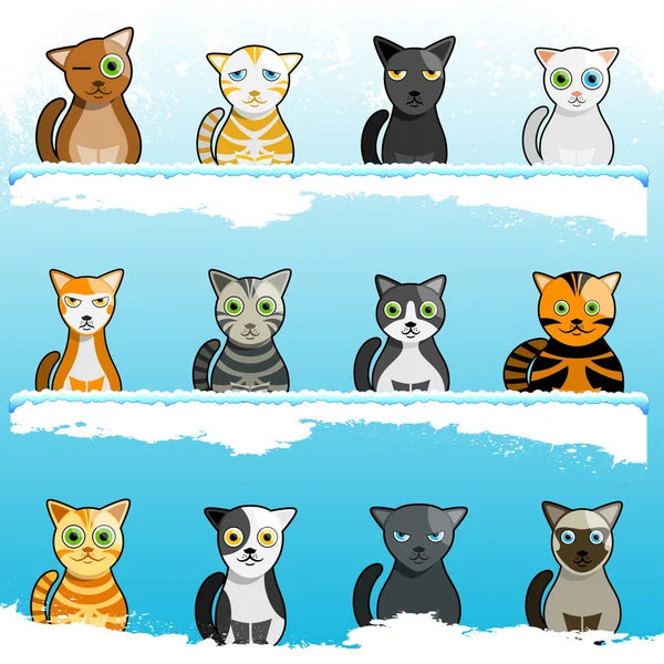 Kreskówki słodkie koty — Wektor stockowy
