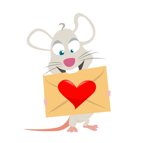 鼠标与爱情符号 — 图库矢量图片