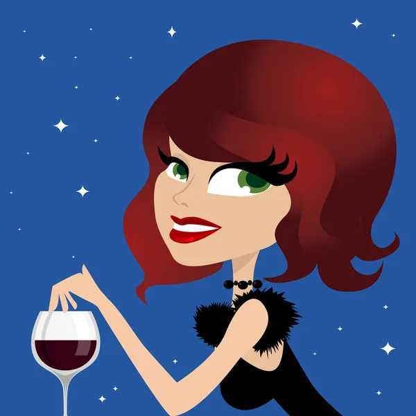 Kobieta pijąca wino — Wektor stockowy