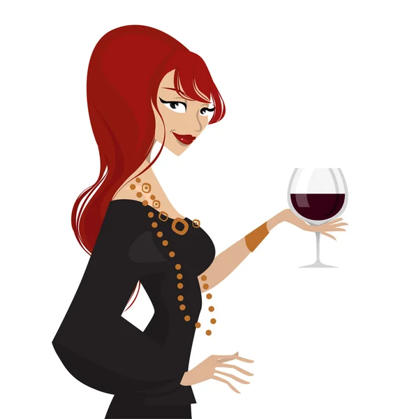Mujer con copa de vino — Archivo Imágenes Vectoriales