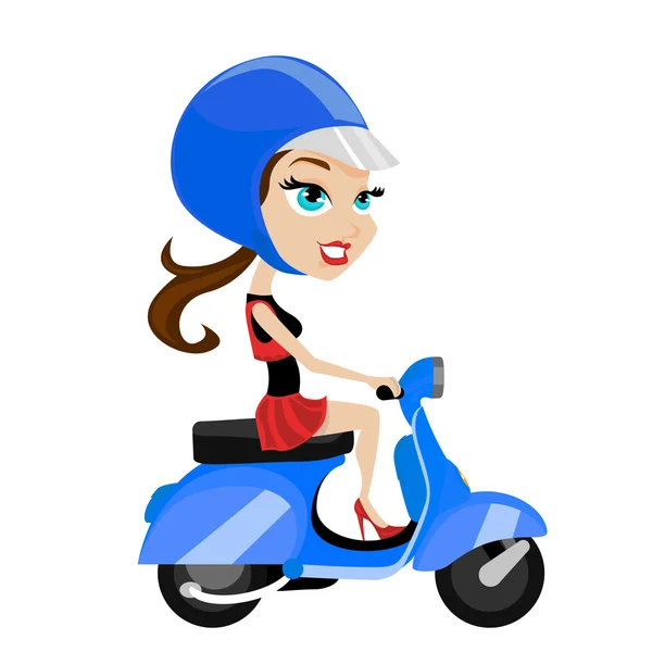Girl riding motorcycle — Stok Vektör