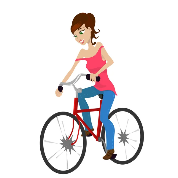Bisiklete binen kız — Stok Vektör