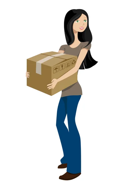 Дівчина з вантажною коробкою — стоковий вектор