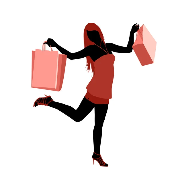 Alışveriş Kadını — Stok Vektör