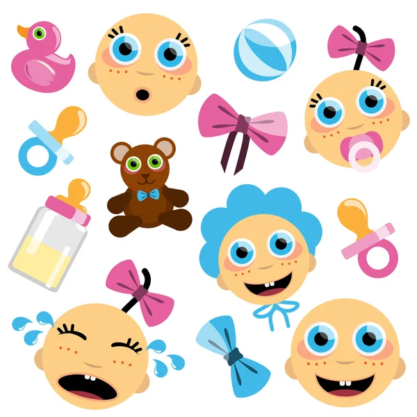 Baby face and icon — Stock Vector
