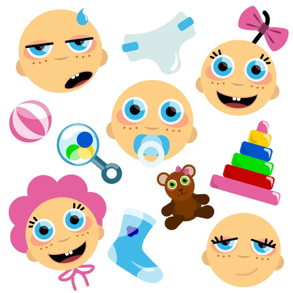 Baby face and icon — Stock Vector