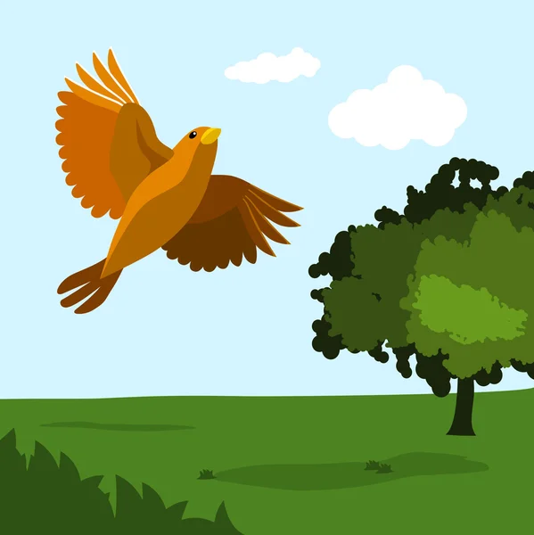 Pták s přírodou — Stockový vektor
