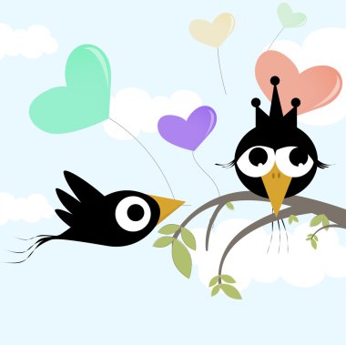 Love concept couple bird clipart