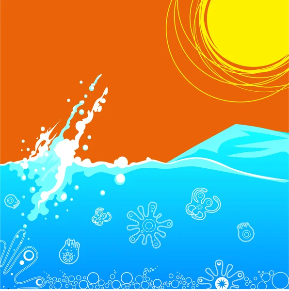 Zee en de zon — Stockvector