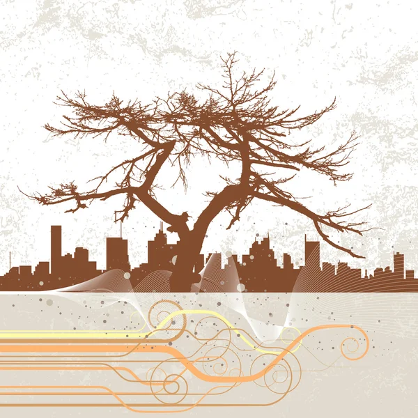 Baum und Stadt — Stockvektor