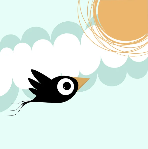 Oiseau et soleil — Image vectorielle