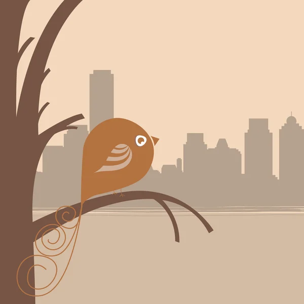 Fågel och staden — Stock vektor
