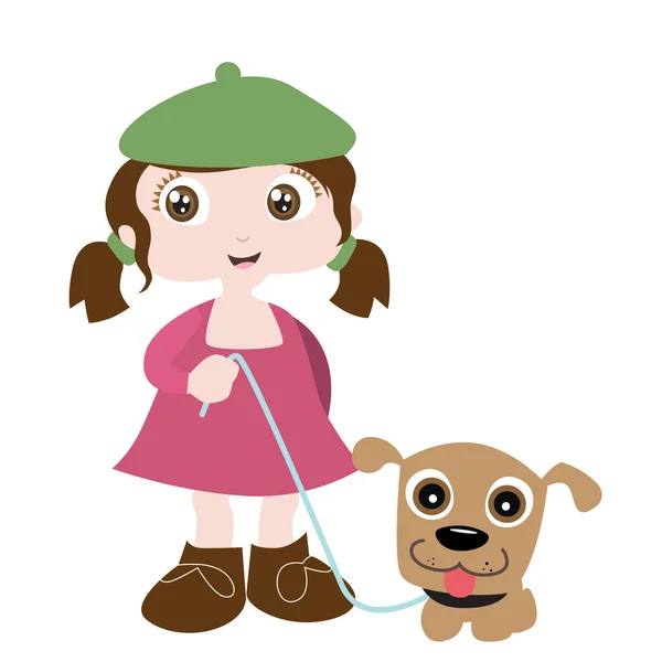 Girl with dog friend — Stock Vector