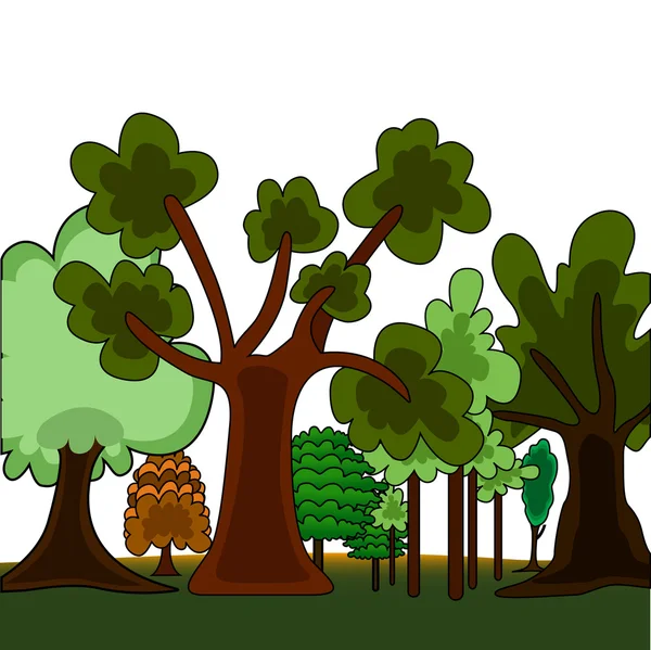 Forêt de style dessin animé — Image vectorielle