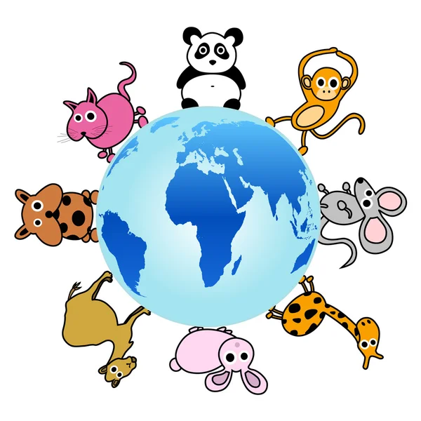 Djur runt om i världen — Stock vektor