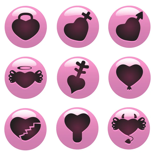 Conjunto de ícones cardíacos — Vetor de Stock