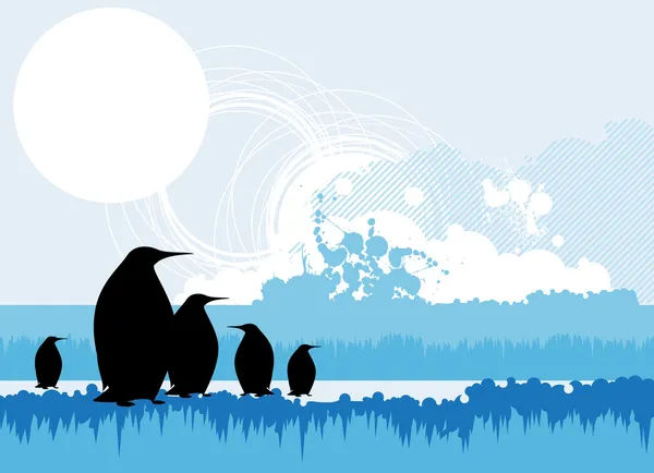 Uppsättning pingviner — Stock vektor