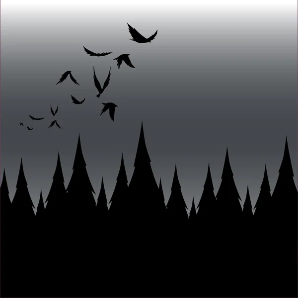 Oiseaux et arbres — Image vectorielle